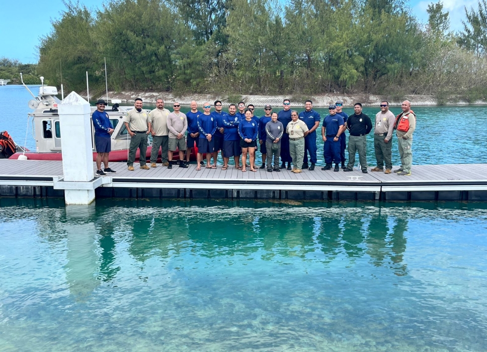 Team photo on Dock